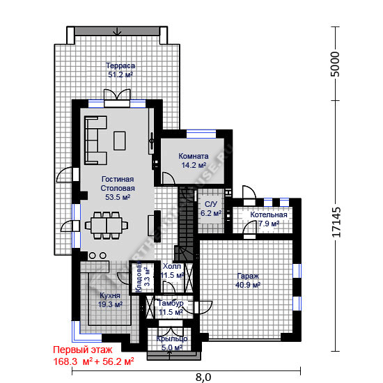 1 этаж дома ПА-1369П